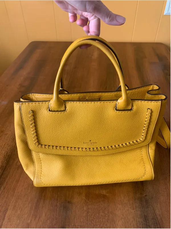 Kate Spade Margaux Saffron Yellow Satchel – Pebbled Leather Crossbody Tote - Image 2