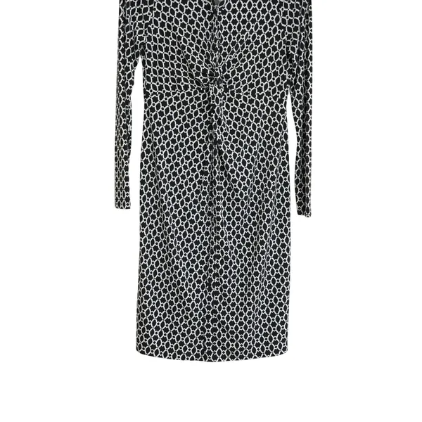 Motherhood‎ Maternity Size Small Shirt Dress Black White Geometric Twist Front - Image 3