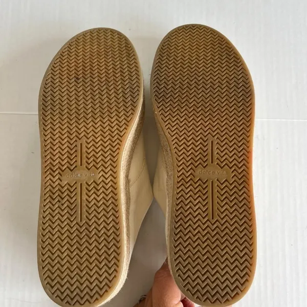 Dolce Vita Sz 6.5 White‎ Leather Platform Espadrille Slip On Shoes Zipper Front - Image 12