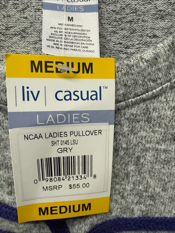 LSU Tigers Gray Crewneck Sweatshirt with purple Script - Image 2