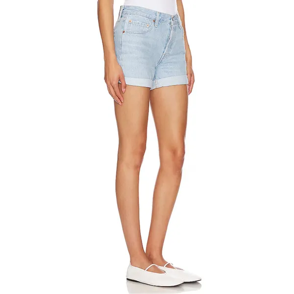 Levi’s 501 Cotton Denim Rolled Jean Shorts Light Wash Women 25 - Image 4
