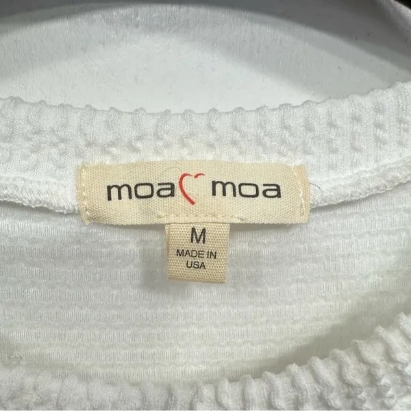 Off white Cropped Top Textured Ruffle Flutter Sleeve by Moa Moa Size Medium - Image 4