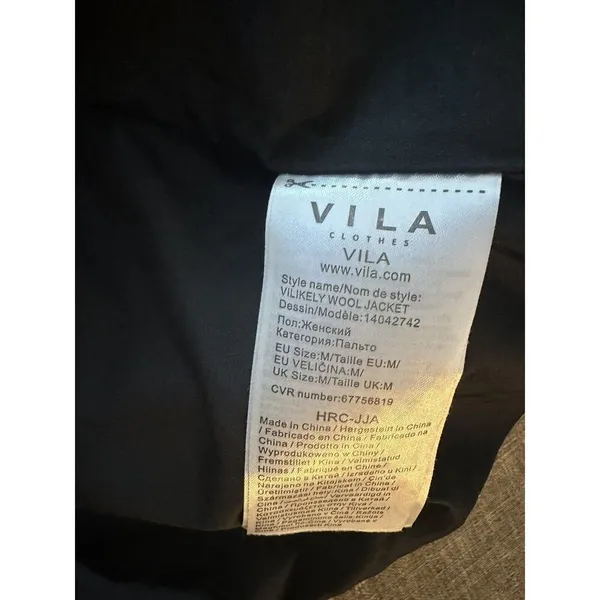 VILA “Vilikely” Long Wool Jacket Women’s Medium Herringbone Double Breasted - Image 4