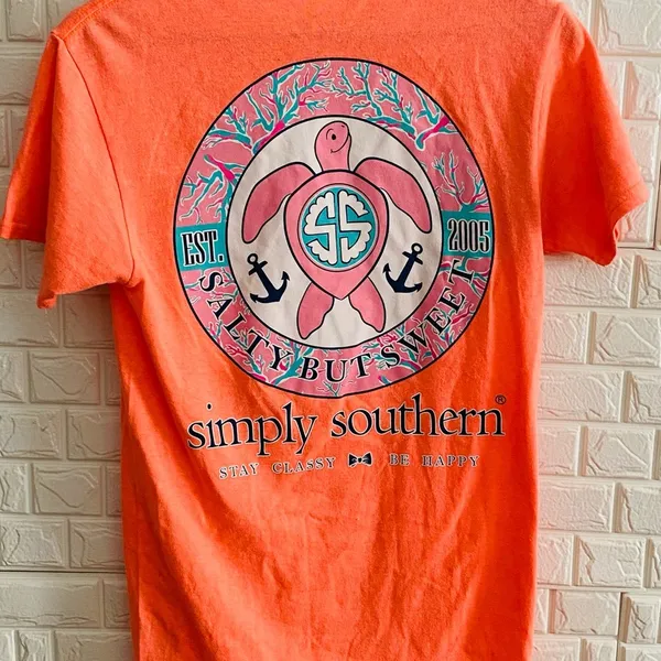 Simply southern small T-shirt orange cotton m - Image 3