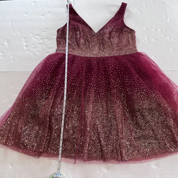 Lulus Ballerina Dream Burgundy‎ and Gold Sleeveless Skater Dress LARGE NWT - Image 8