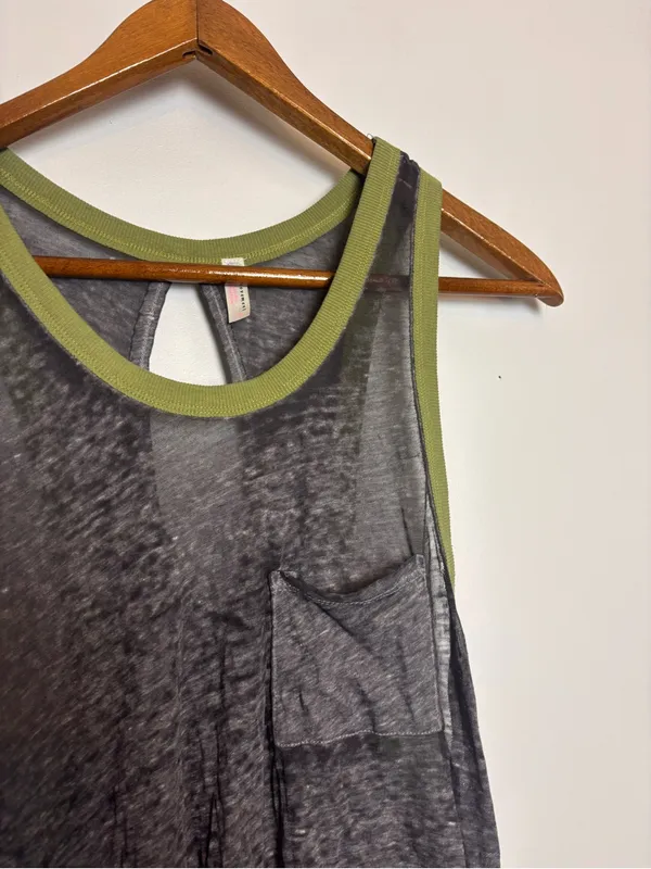 Free People FP Movement Performance Gray Green Trim AXL Yoga Tank - Image 6