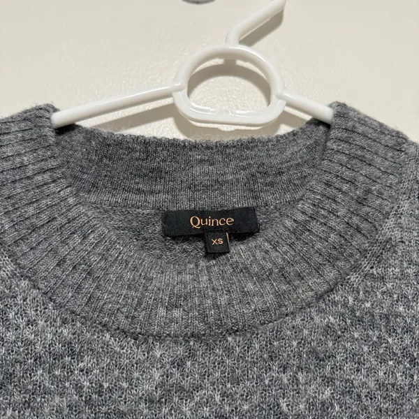 Quince Baby Alpaca-Wool‎ Diamond Stitch Crew Sweater in Charcoal Gray Size XS - Image 4