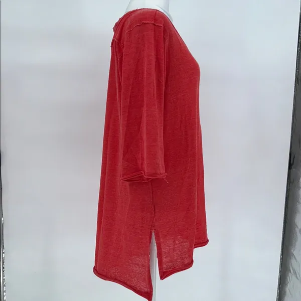 We The Free Free People Red Henley Tunic Top Button Front Slouchy Large - Image 5