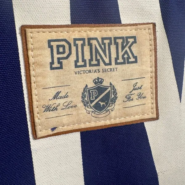 PINK Victorias Secret Y2K Vintage Indigo Zebra Print Love Pink Large Tote Bag - Image 5