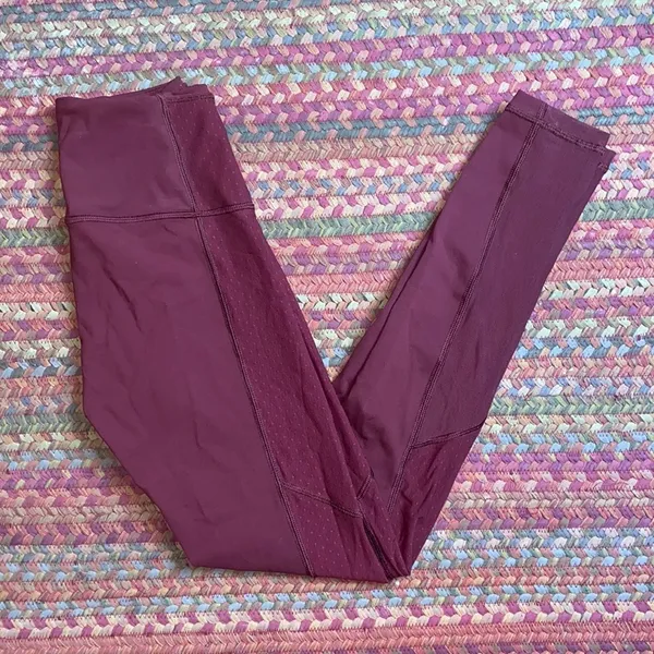 Lululemon Dark Red Mesh High Rise Tight Leggings - Image 2