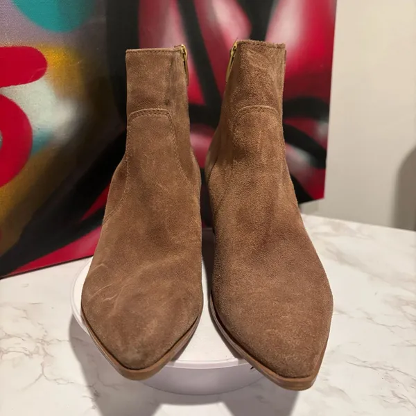 Franco Sarto Brown Suede Pointed Toe Ankle Booties Size 8.5 - Image 6