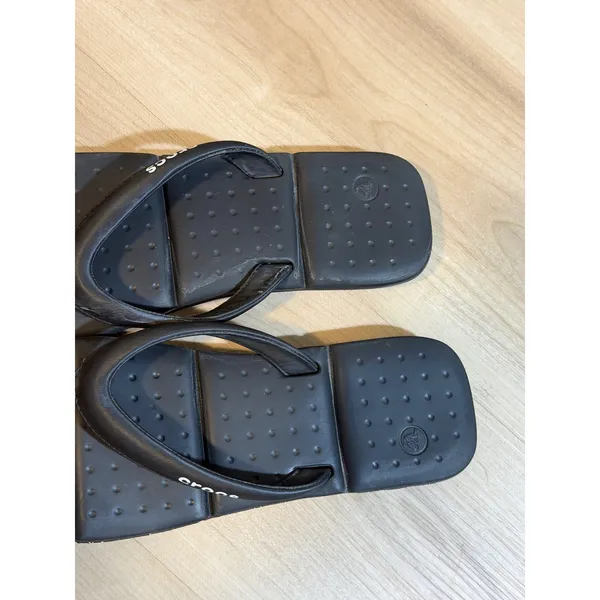 Crocs Flip Flop Sandals Black W10 Womens Padded Thong Beach Casual‎ - Image 5