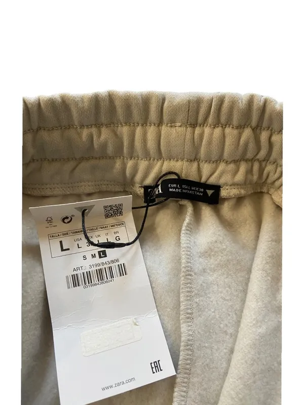 Zara Cargo Jogger Sweatpants Beige L NWT Neutral Minimalist Casual Spring Cozy - Image 4