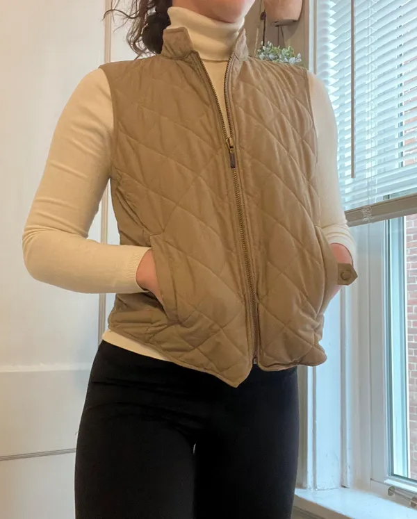 Ralph Lauren Tan Quilted Vest With Brass Buttons - Image 6
