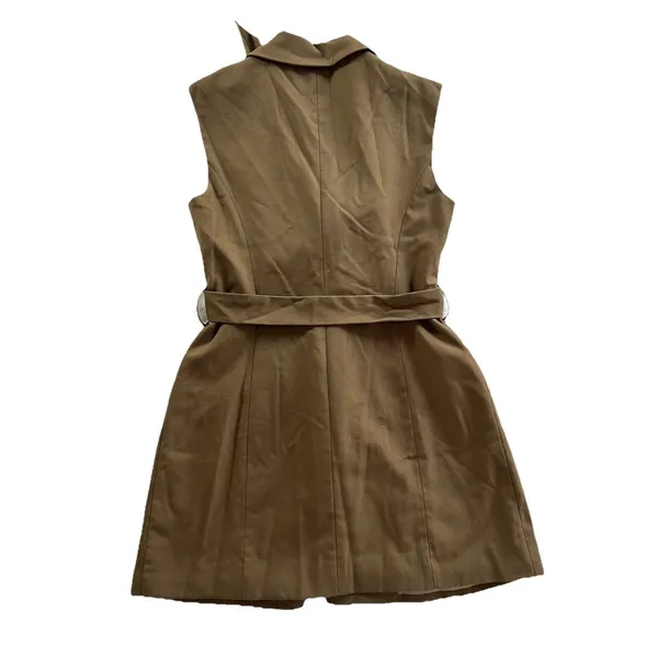Crescent Sleeveless Vest Blazer Dress M Brown Twee Preppy - Image 3