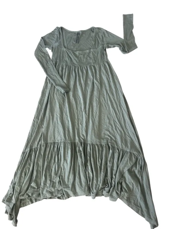 Anthropologie Olive Green Long Sleeve Tiered Maxi Dress - Image 6