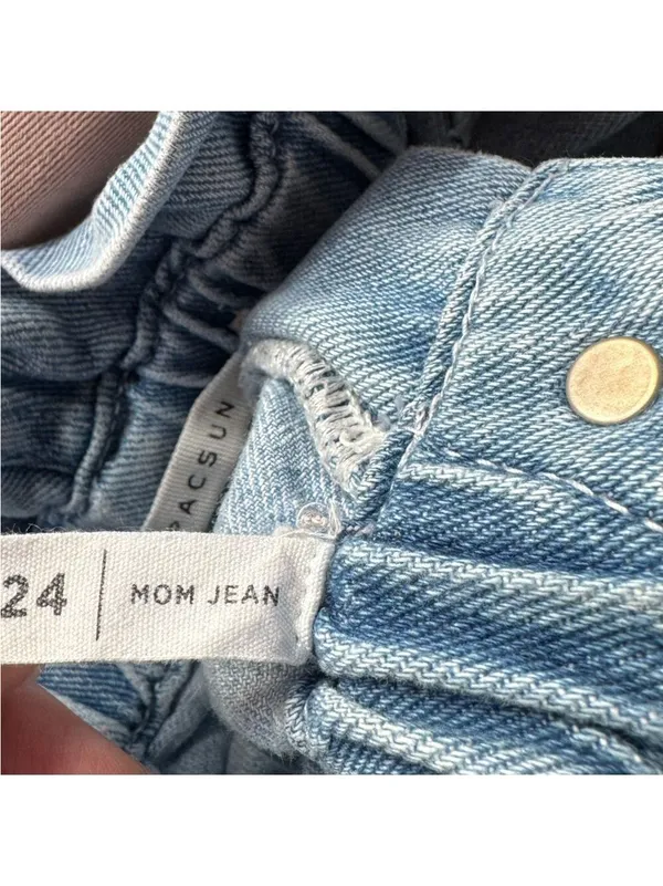 PacSun Mom Jean Light Wash Paperbag Jeans Size 24 - Image 7