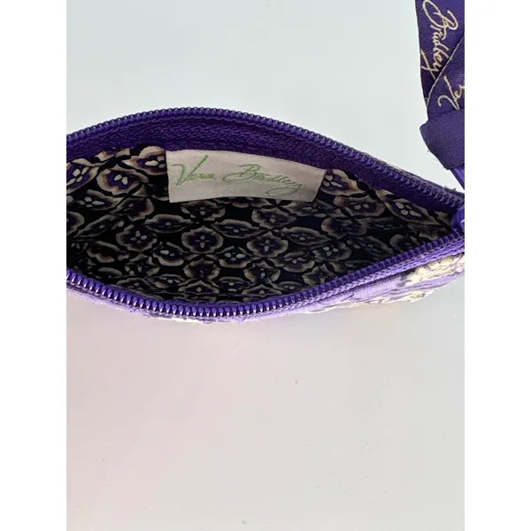 Vera Bradley Purple Paisley Ruffled Handbag Quilted Shoulder Tote‎ Wallet Set - Image 9