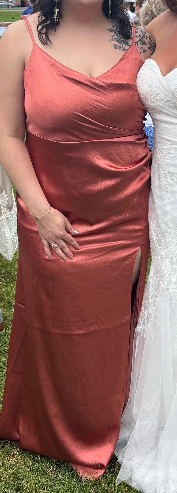 Catherine Style Satin Bridesmaid Dress In Terracotta - Image 4