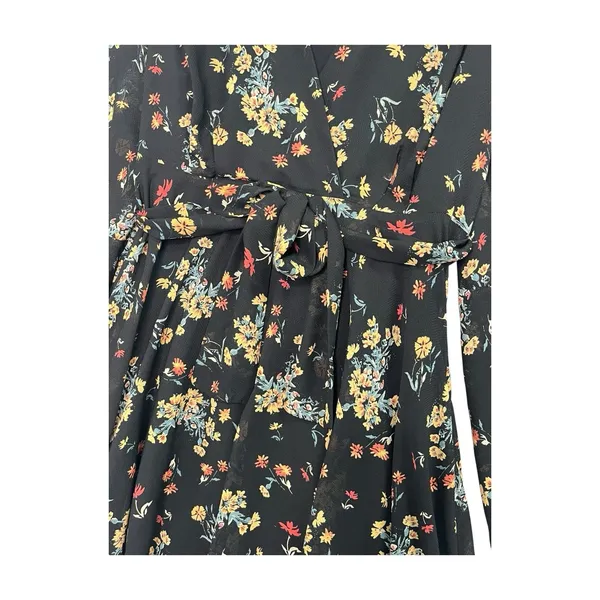 Free People Lilou Mini Dress Womens Medium Black Floral Kimono Boho Flowy - Image 6
