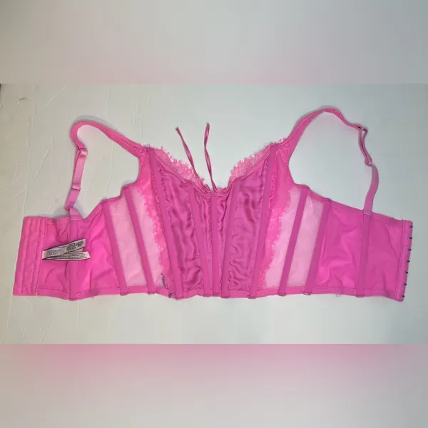 Victoria's Secret Dream Angels Pink Lace Unlined Non Wired Corset Bra Top Size S - Image 8