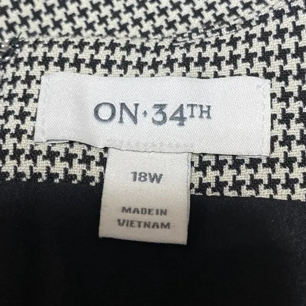 On 34th Black White Houndstooth Gingham Check Sleeveless Mini Shift Dress Sz 18W - Image 3