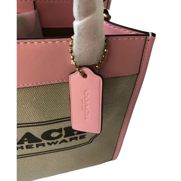 Coach Field 22 Logo ColorBlock Natural Canvas Tote Crossbody Bag Pink New $210 - Image 5