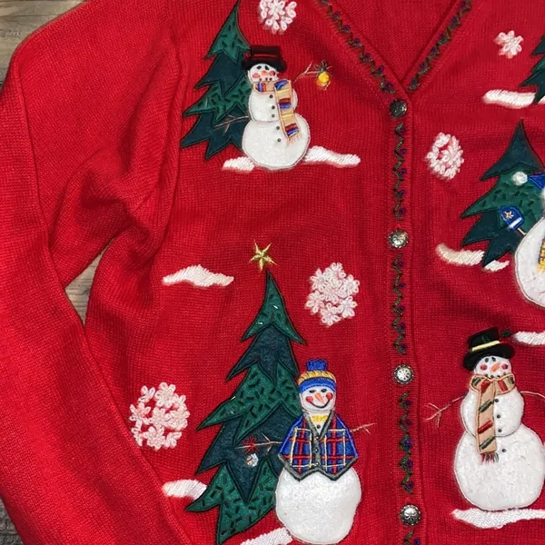 Arriviste cotton blend Ugly Christmas cardigan sweater size large - Image 2