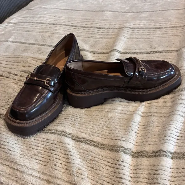 Sam Edelman loafers Chunky sole gold hardware Brown Dark Merlot women's 5.5 - Image 2
