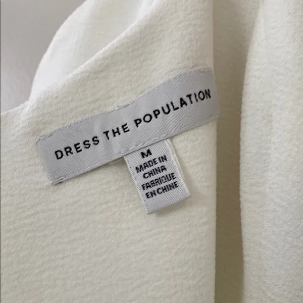 Dress The Population Mira Dress Ruffled‎ Hem Ivory Size M - Image 9