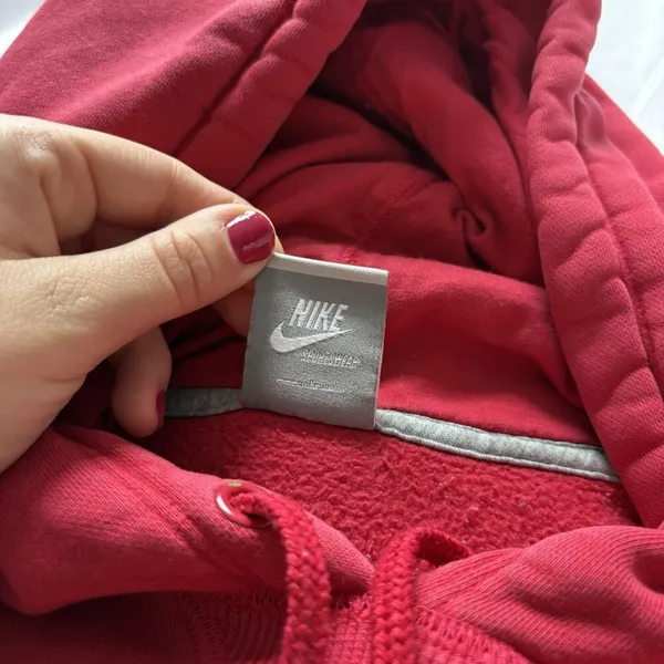 VTG Y2K‎ Nike Womens Size Large Top Sweatshirt Hoodie Red Drawstring Pockets 90s - Image 4