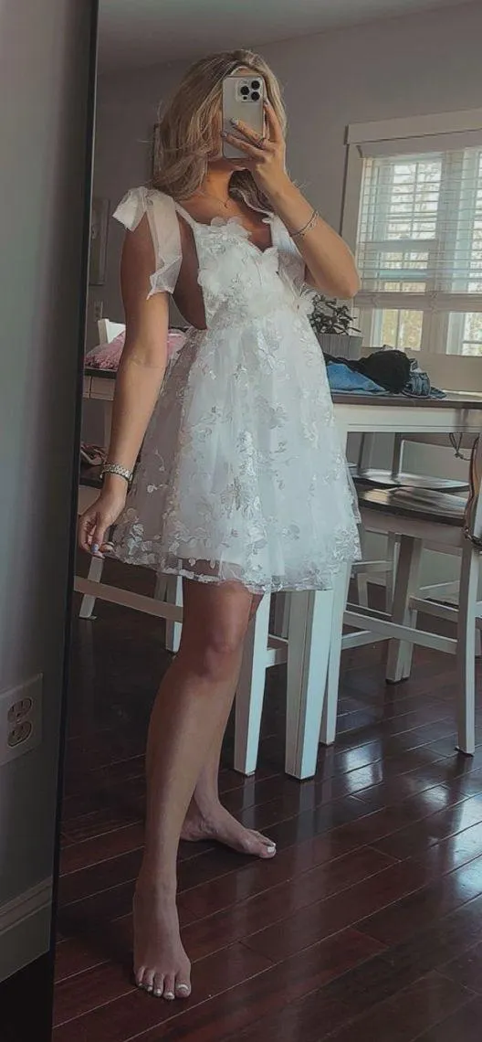 Mini Tulle White Dress Size 2 - Image 3
