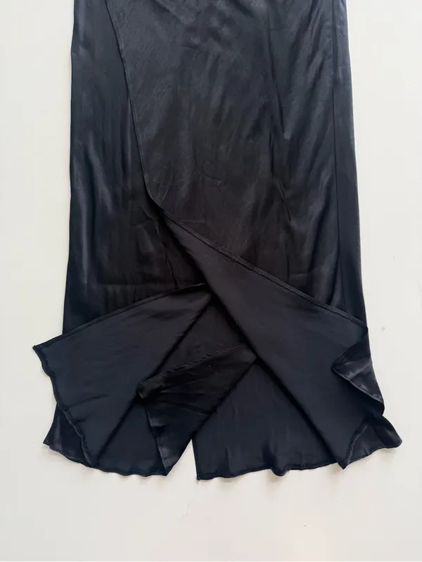 Zara Satin Effect Black Midi Wrap Skirt size Medium - Image 5