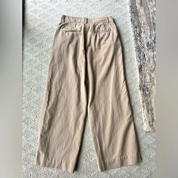 Everlane Draper Pleated Pant Khaki Ash Brown High Rise Wide Leg Size 8S - Image 8