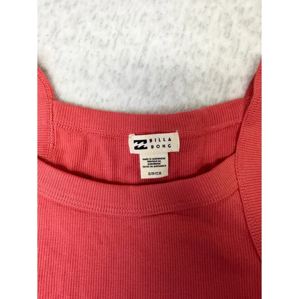 Billabong Womens Ribbed Tank Top Coral Red Sleeveless Crew Neck Size Small NWOT - Image 2