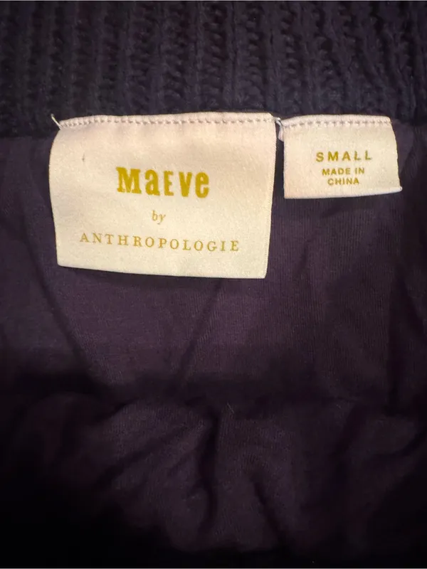 Anthropologie Maeve Antonella Crochet Midi Skirt Navy Striped Small EUC - Image 5