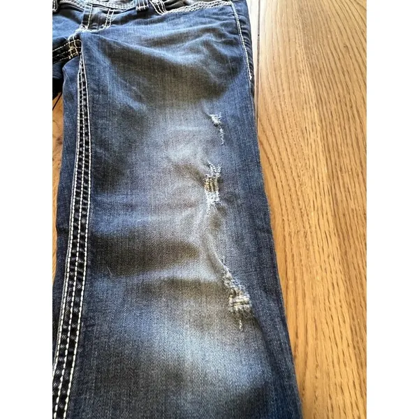 BKE STELLA Denim Blue Jeans Women's Size 27 24" CROP 3" Single Cuff Preppy Party - Image 10