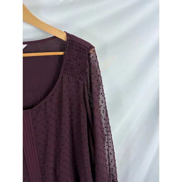 LC Lauren Conrad Purple Swiss Dot Long Sleeve Blouse Size XL - Image 2