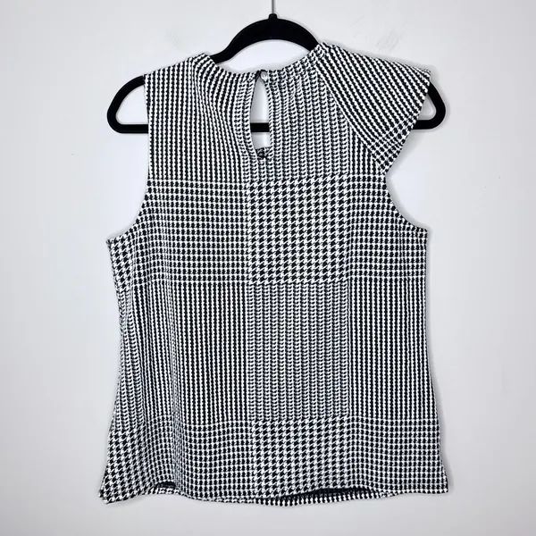 Anthropologie Dolan Medium Left Coast Callan Ruffled‎ Houndstooth Top Sleeveless - Image 5