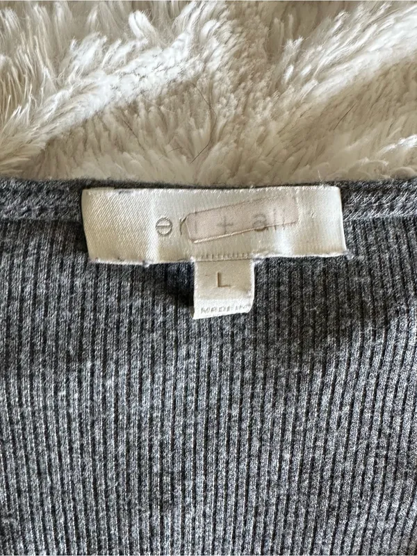 Eri & Ali Faux Wrap Long Sleeve Ribbed Top Charcoal Western Whimsy Anthropologie - Image 3