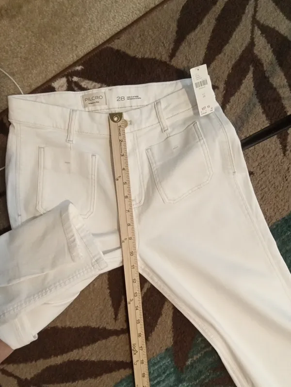 Pilcro Anthropologie Womens Size 28 Wide Leg White Jeans Stretch Coastal - Image 13
