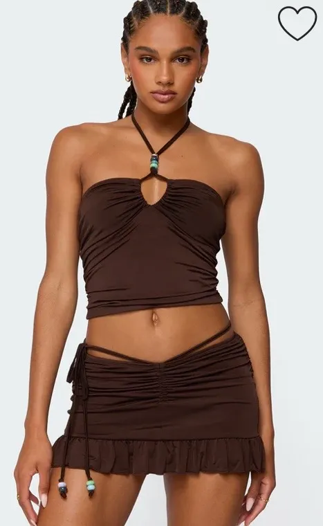 Edikted Koda Halter Mini Top and Ruched Skirt - Image 2