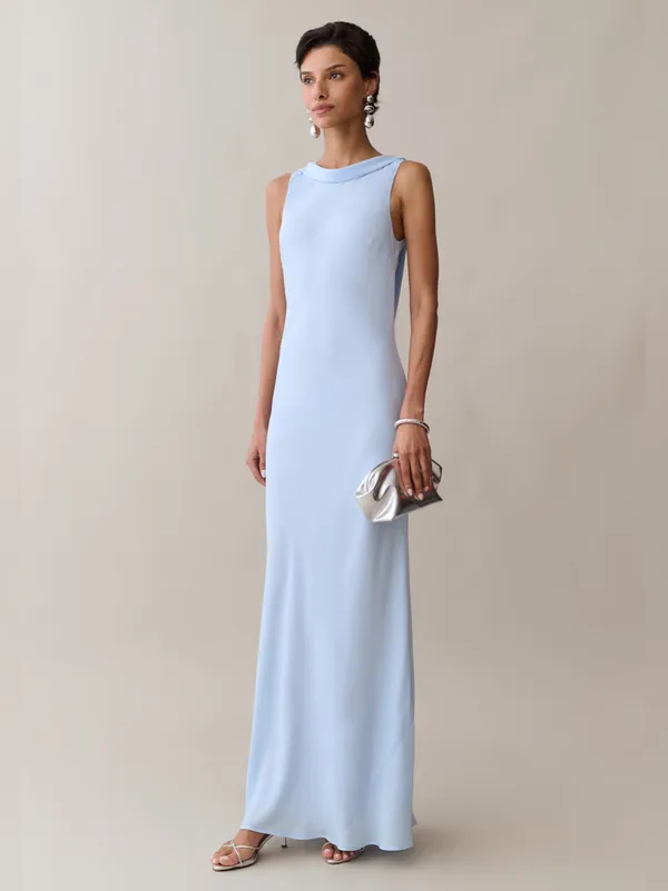 NWT Few Moda Amarosa Dress size Large L Light Blue o.p.t backless maxi - Image 3
