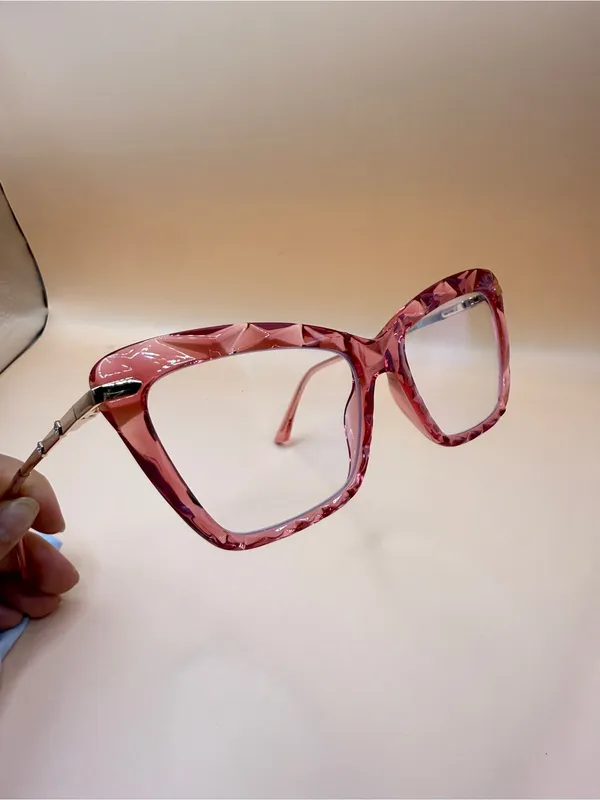 Zeelool Pink Tortoiseshell Women’s Fashion Glasses Frame, No prescription - Image 3