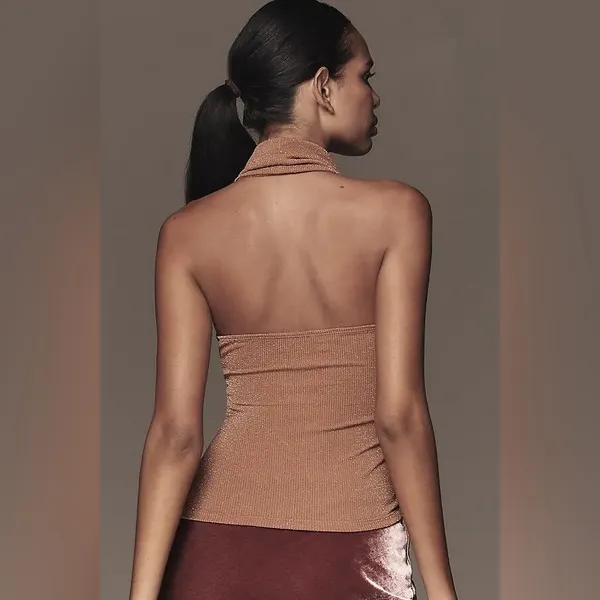 Anthropologie Pilcro Halter Cowl-Neck Tank Top - Copper - Image 2
