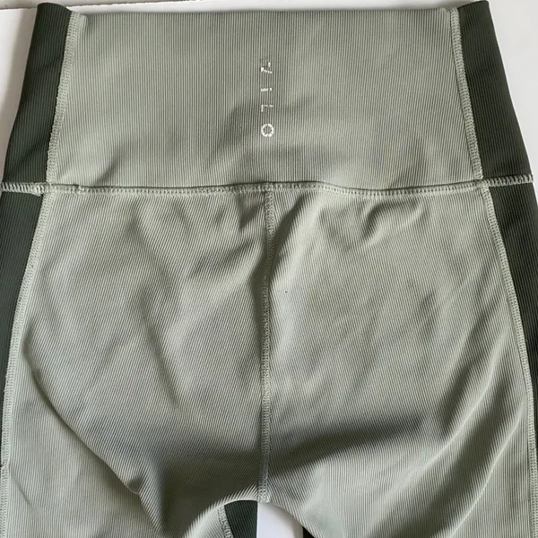 Wilo The Label Womens Ribbed High Waisted Leggings Sage Green‎ Two Tone Size S - Image 6