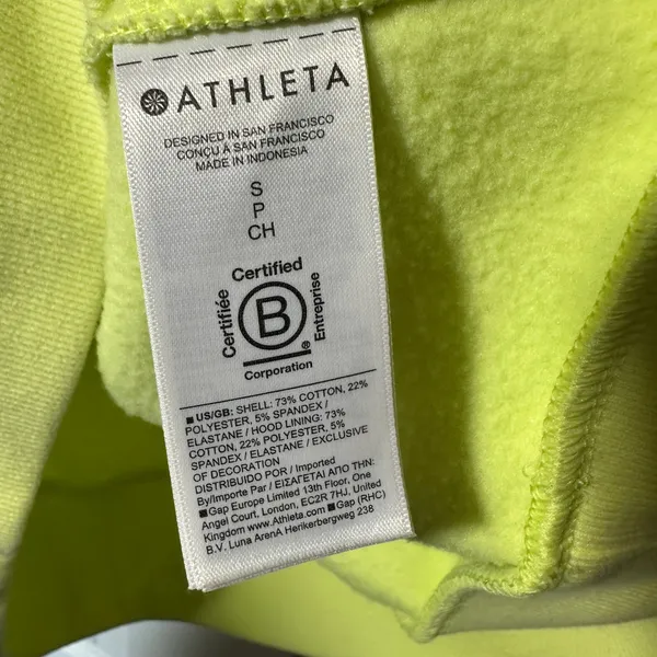 ATHLETA Easy Fleece 1/2 Zip Hoodie Citron Yellow‎ Neon Sweatshirt Womens Small - Image 4