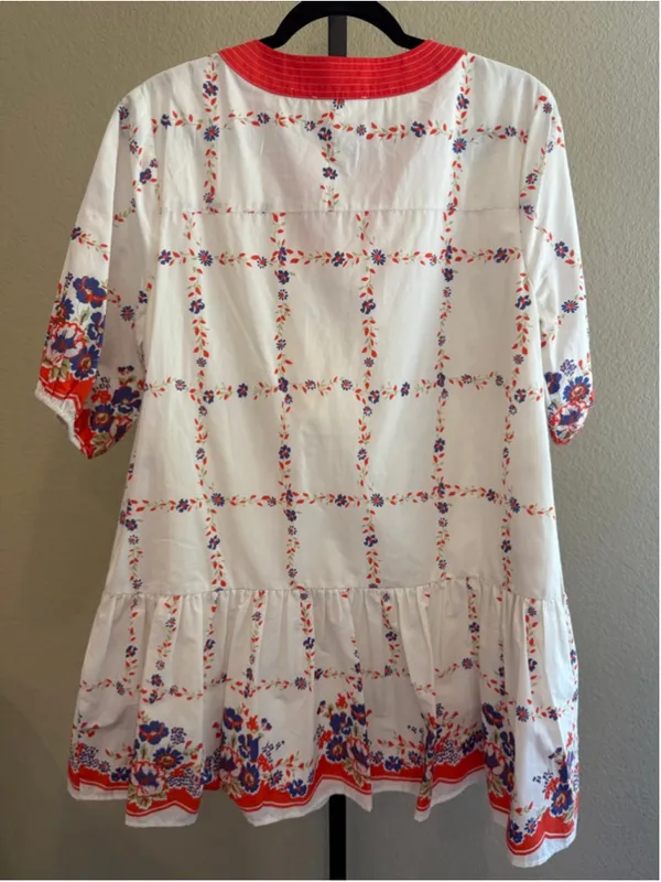 Entro Garden Floral Babydoll Mini Dress in Tomato Size S - Image 3