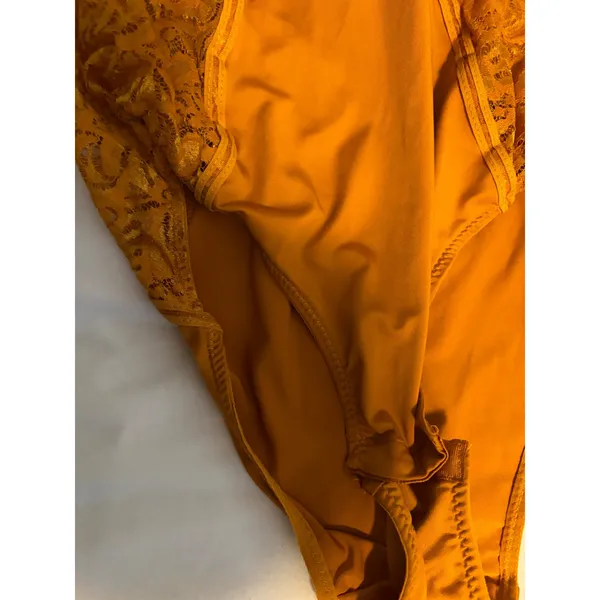 Mustard Yellow Lace Bustier Bodysuit Padded Underwire Snap Crotch 1X 4531XBS-703 - Image 2