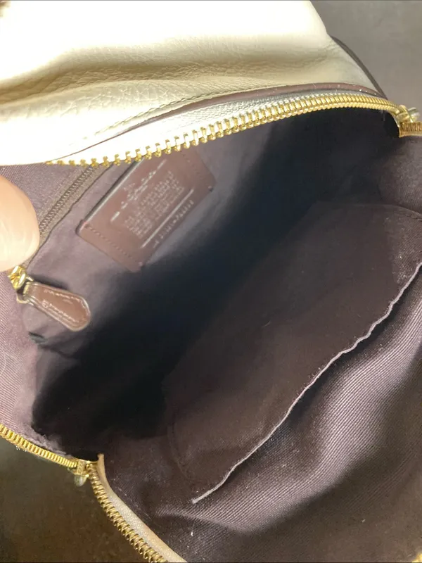Coach Mini Charlie Pebbled Leather Backpack in Cream with Gold Hardware - Image 5